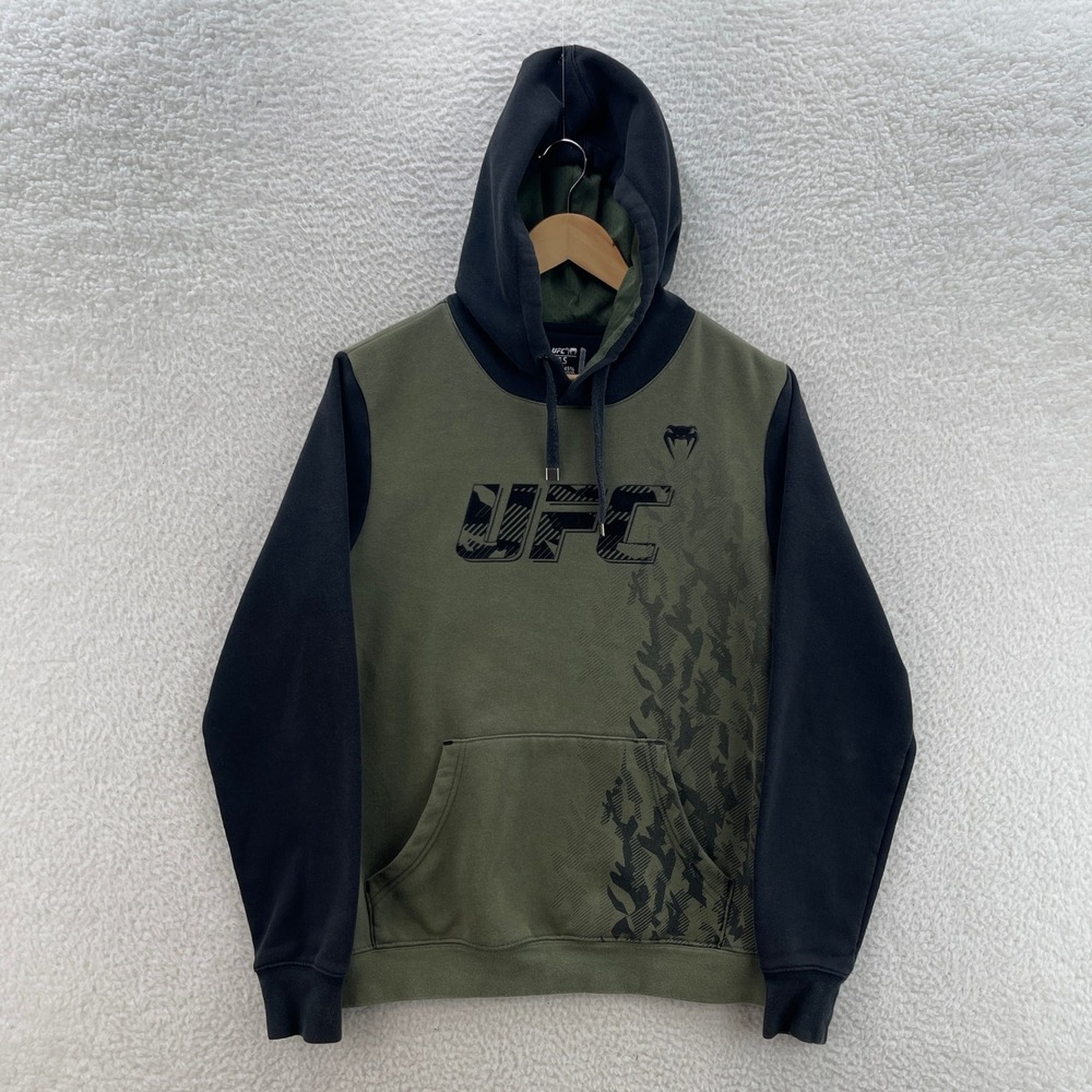 UFC Venum Hoodie Mens Small Green Black Logo Pullover Hoodie MMA Fight Boxing